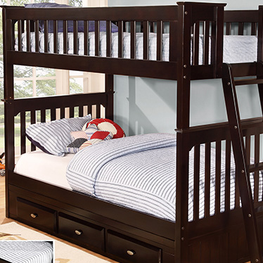 Merlot Twin over Full Mission Bunk Bed