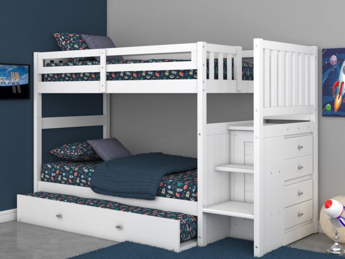 White Twin over Twin Stairbed Discovery World Furniture Edrock Harriet Bee