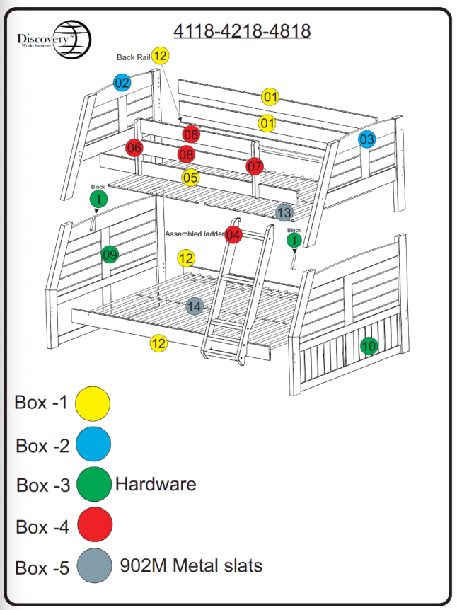 Twin over full bunk bed hardware top