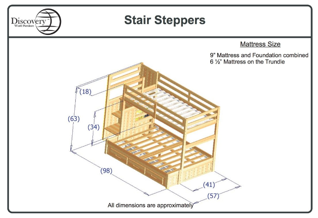 Discovery World Furniture Premium Staircase Twin over Full Bunk Bed