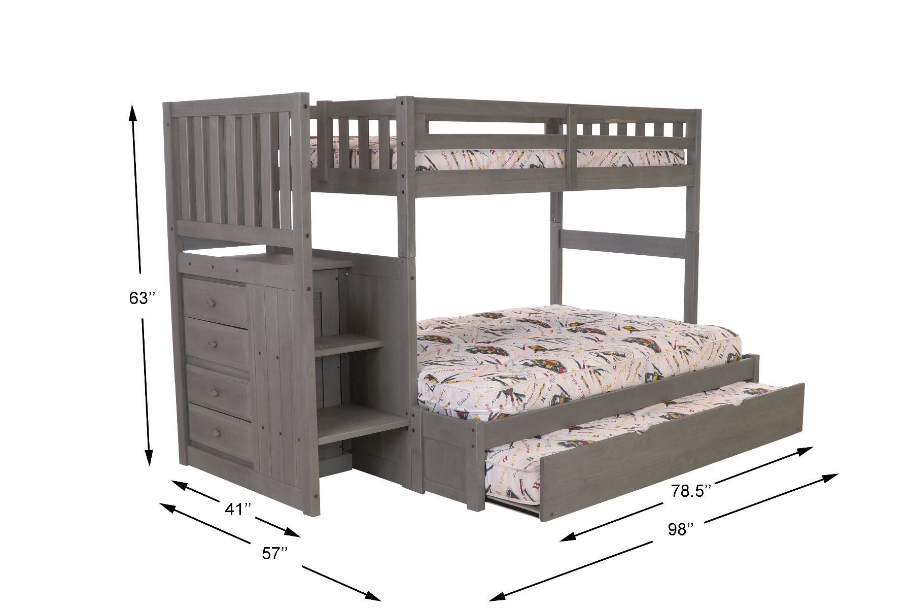 Discovery World Furniture Twin over Full Size Stairbed Bunk Bed for