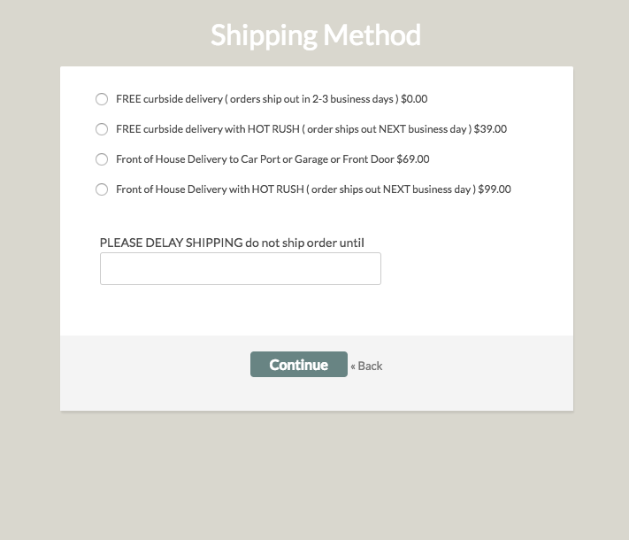 Shipping Options