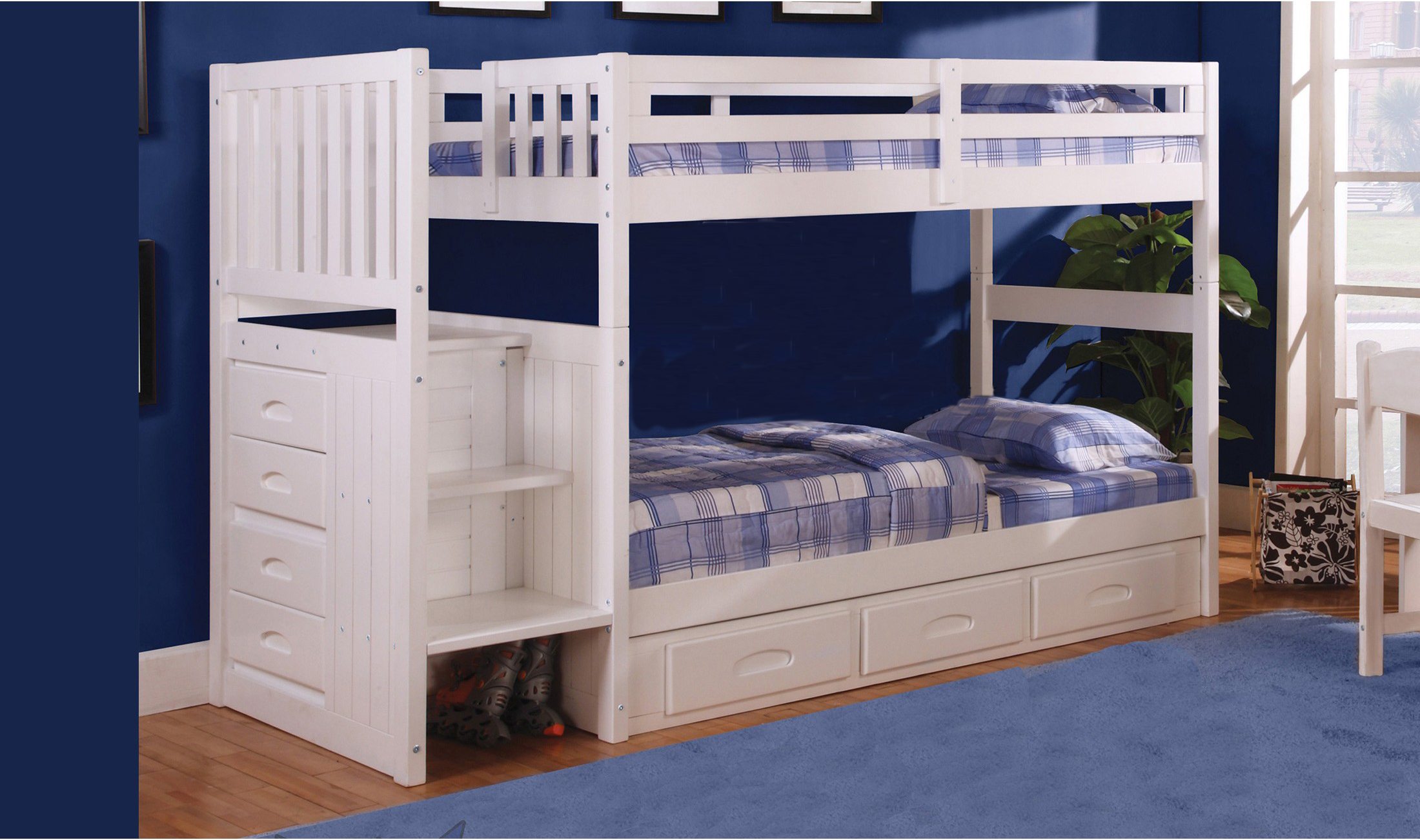 Discovery World Furniture White, Mission Style Bunk Beds
