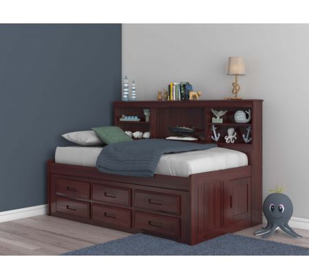Discovery World Furniture Merlot Full, 2821 Bookcase Captains Bed Full