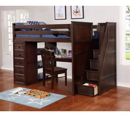 Desk Beds, Wooden Loft Bunk Bed With Desk