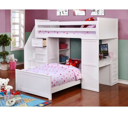 Desk Beds, Twin Over Bunk Bed With Desk And Drawers