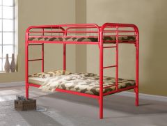 Donco Twin Over Metal Bunk Bed In Red, Red And Blue Metal Bunk Beds
