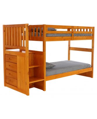 Discovery World Furniture Honey, Mission Twin Over Staircase Bunk Bed