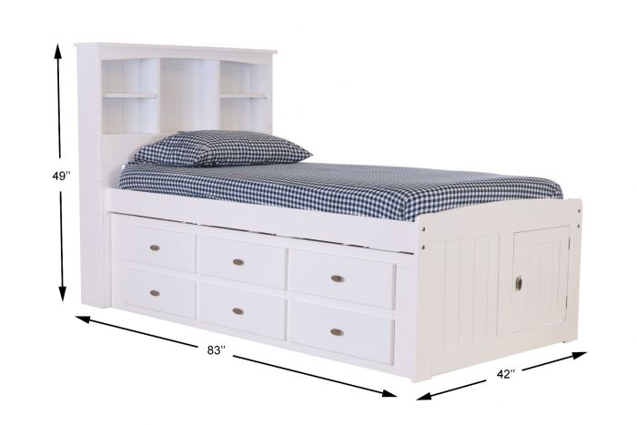 Discovery World Furniture Twin Bookcase, Twin Size Captains Bed