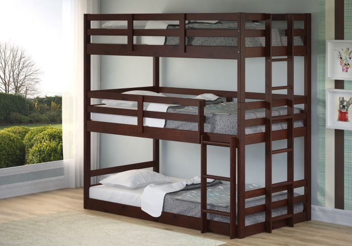 Donco Cappuccino Twin Over, Three Twin Bunk Bed