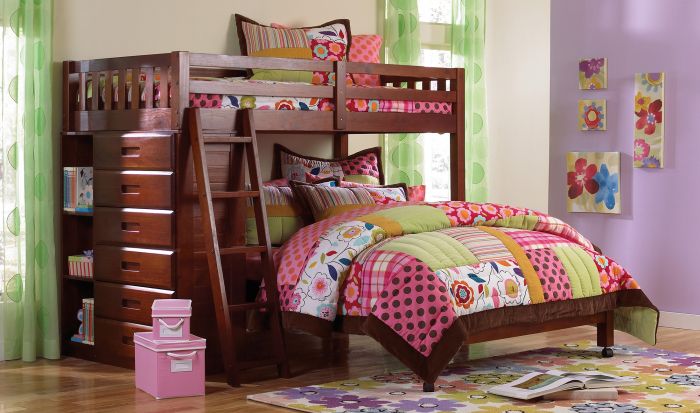 Discovery World Furniture Merlot Twin, Merlot Twin Over Full Bunk Bed