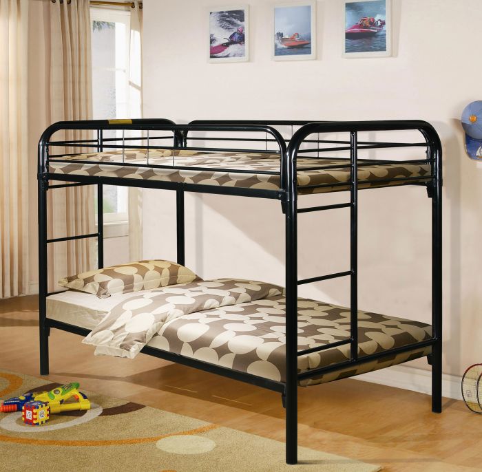 Donco Twin Over Metal Bunk Bed In, Metal Bunk Beds Twin Over With Mattresses Included