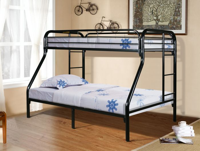 Donco Twin Over Full Metal Bunk Bed In, Black Metal Frame Bunk Bed