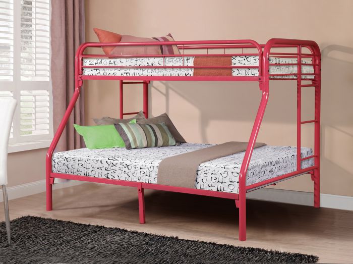 Donco Twin Over Full Metal Bunk Bed In, Pink Bunk Beds With Mattresses