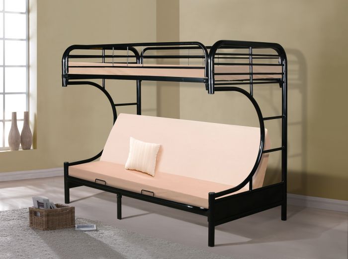 Donco C Shaped Twin Over Full Futon, Black Metal Bunk Bed Twin Over Full Futon