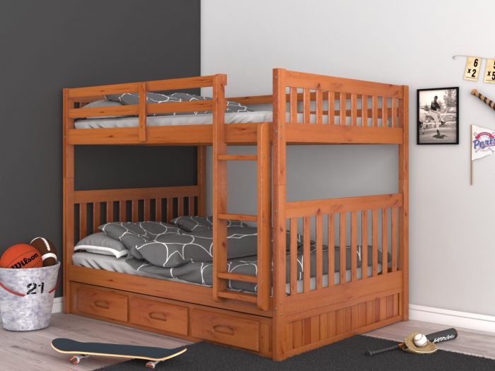 Discovery World Furniture Low Honey, Mission Style Bunk Beds
