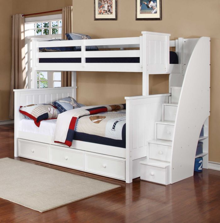 Loft Bed Full Stairs, Abel Staircase Twin Over Full Bunk Bed With Trundle