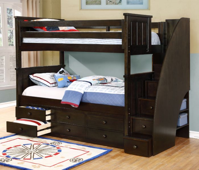 Resort Life Cameron Twin Over Bunk, Jordan Twin Over Full Staircase Bunk Bed