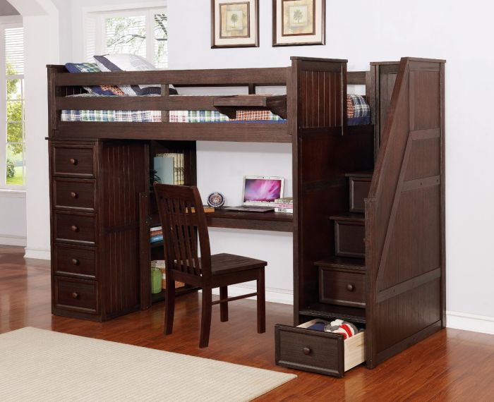 Resort Life Twin Size Loft Bed With, Twin Loft Bed With Storage And Desk