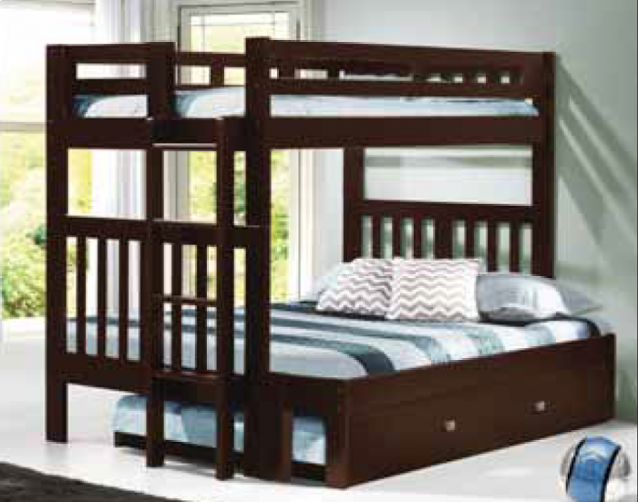 Donco Cappuccino Twin Over Full Mission Bunk Bed With End Ladder Hugo Irving