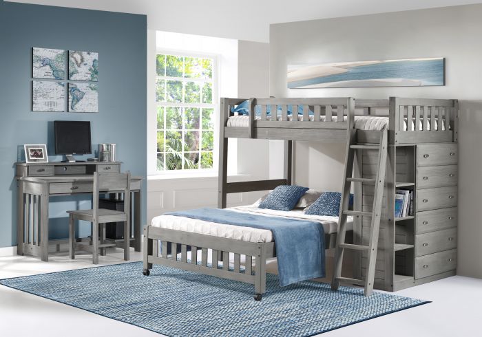 Discovery World Furniture Distressed, Kaitlyn L Shaped Twin Over Full Bunk Bed